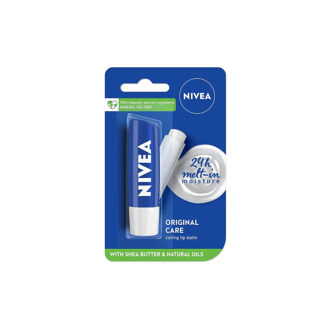 NIVEA Original Care 4.8g Lip Balm|24 H Melt in Moisture Formula|Natural Oils|Nourished Lips,4.8 g (Pack of 1) - Shop London