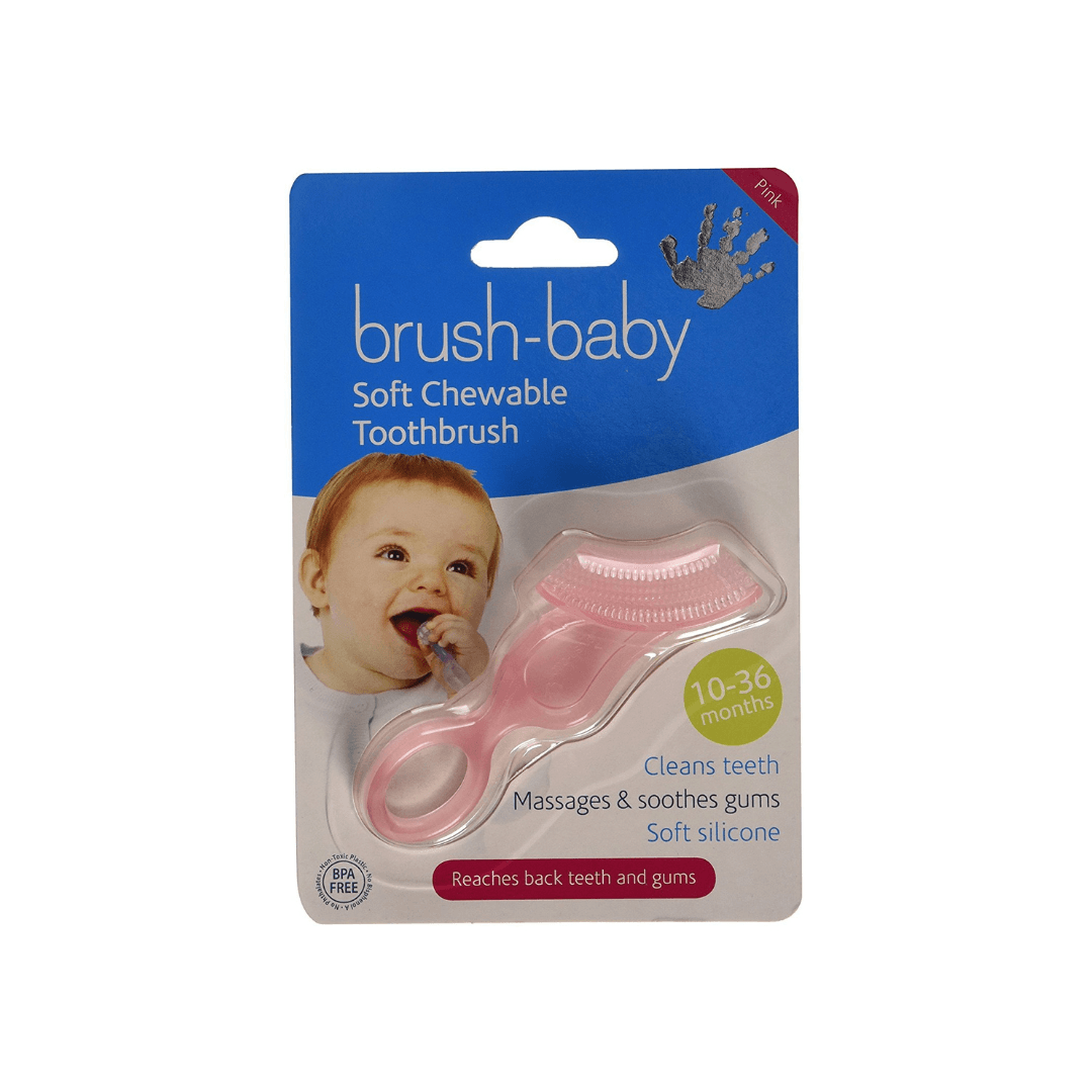 Pink : Brush-Baby Soft Pink Chewable Toothbrush (10months – 3years) – Massages, Soothes & Cleans - Shop London