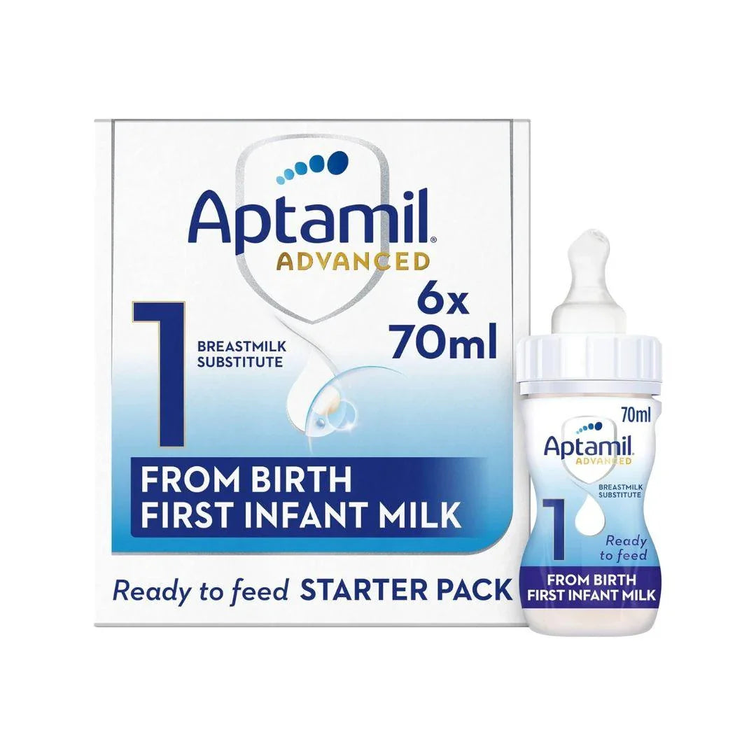 Aptamil Advanced 1 First Baby Milk Formula Liquid Starter Pack from Birth 6x70ml (420ml) - Shop London