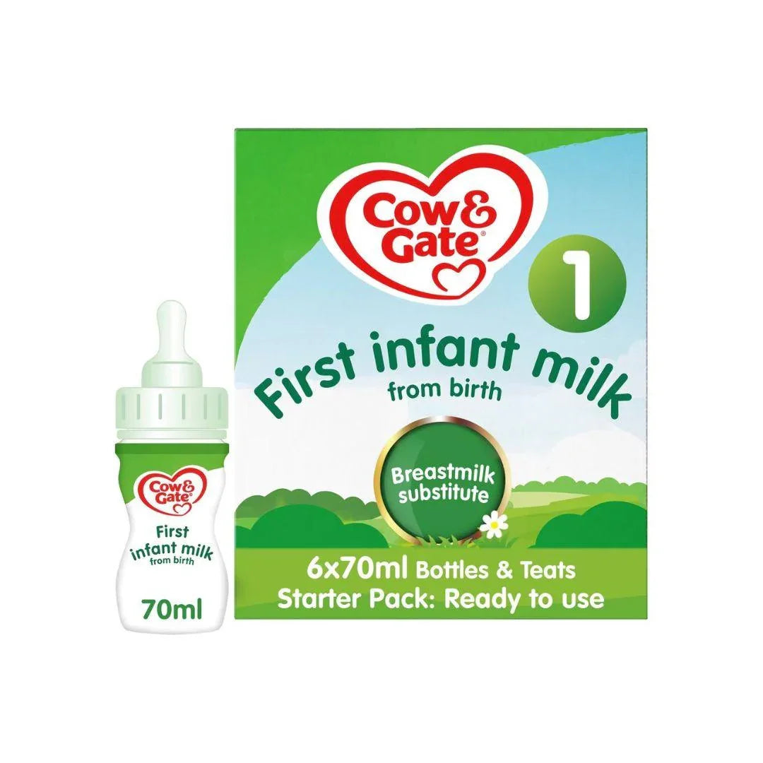Cow & Gate 1 First Baby Milk Formula Liquid Starter Pack from Birth 6x70ml (420ml) - Shop London