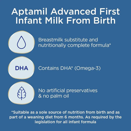 Aptamil Advanced 1 First Infant Baby Milk Powder Formula, from Birth, 800g - Shop London