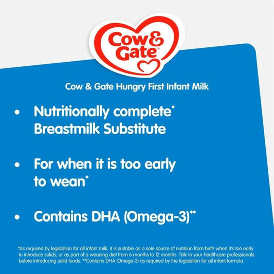 Cow & Gate Hungry First Baby Milk Formula Powder from Birth 800g - Shop London