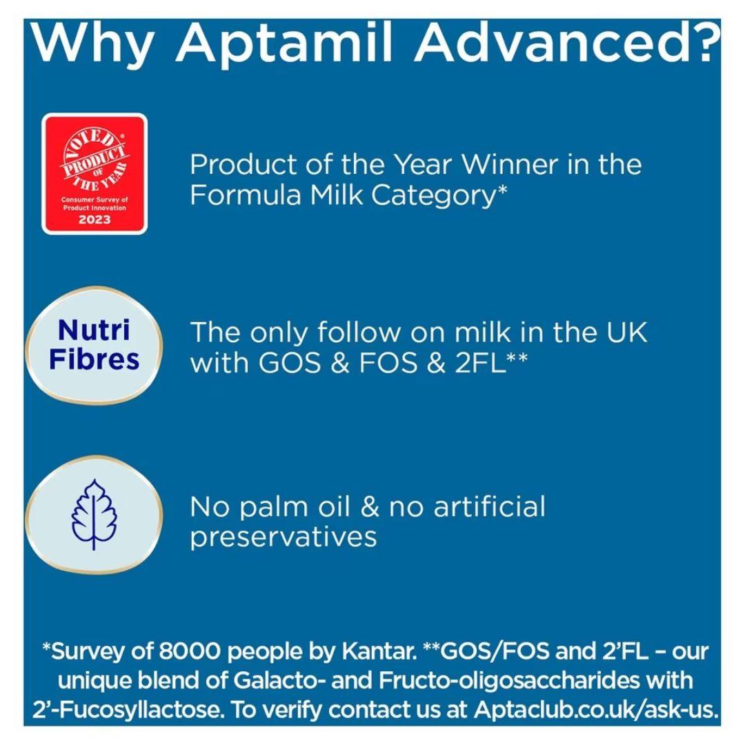Aptamil Advanced 2 Follow On Baby Milk Powder Formula, 6-12 Months, 800g (Pack of 4) - Shop London