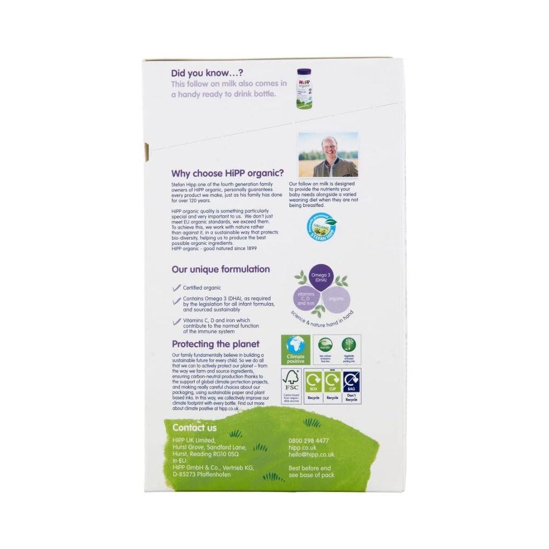 HiPP Organic 2 Follow on Baby Milk Powder Formula, From 6 Months, 800g (Pack of 4) - Shop London