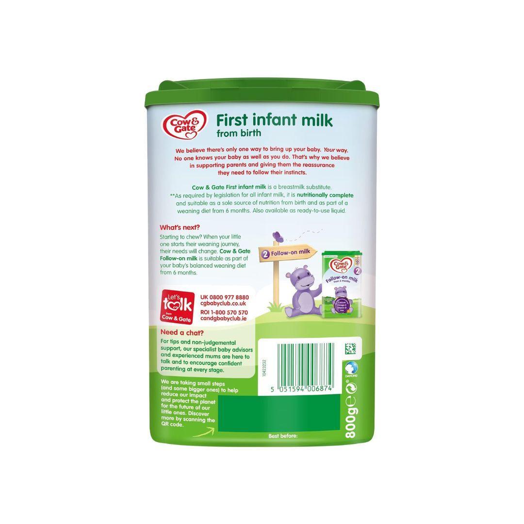 Cow & Gate 1 First Infant Baby Milk Powder Formula, from Birth, 800g - Shop London