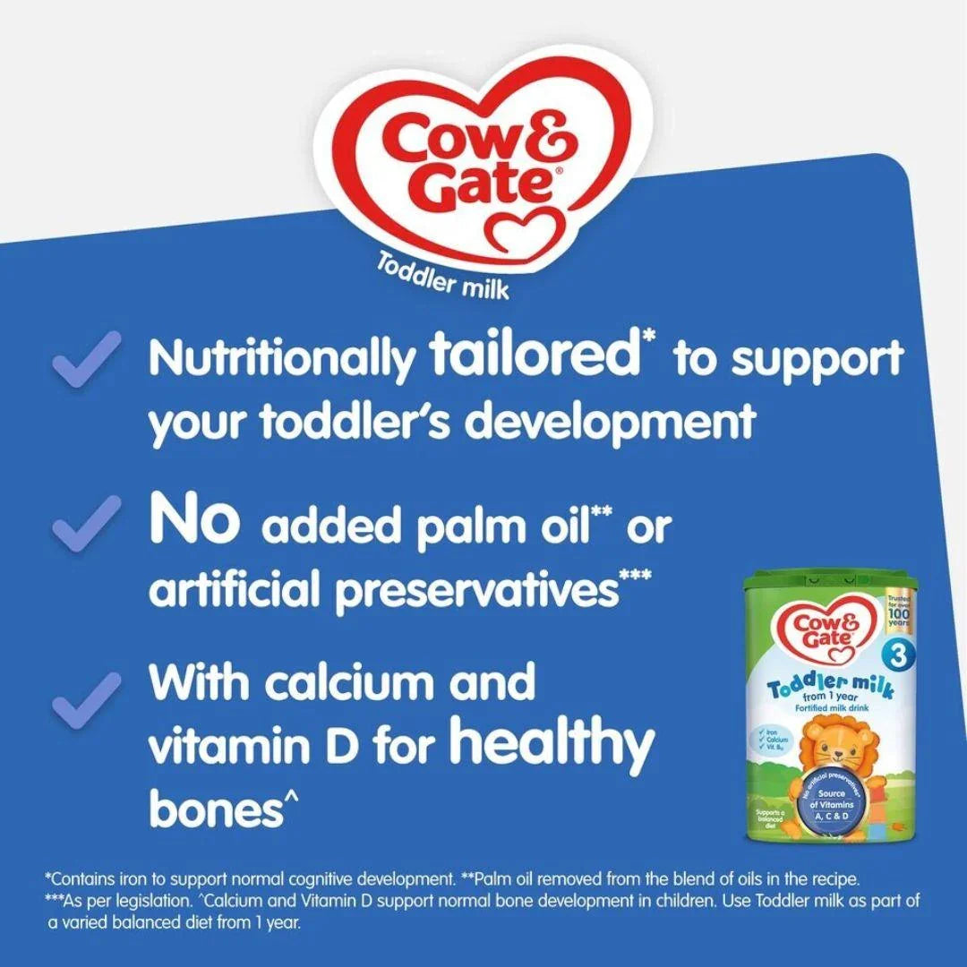 Cow & Gate 3 Toddler Baby Milk Powder Formula, 1-2 Years, 800 g - Shop London