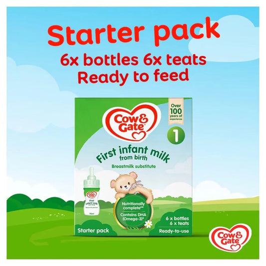 Cow & Gate 1 First Baby Milk Formula Liquid Starter Pack from Birth 6x70ml (420ml) - Shop London