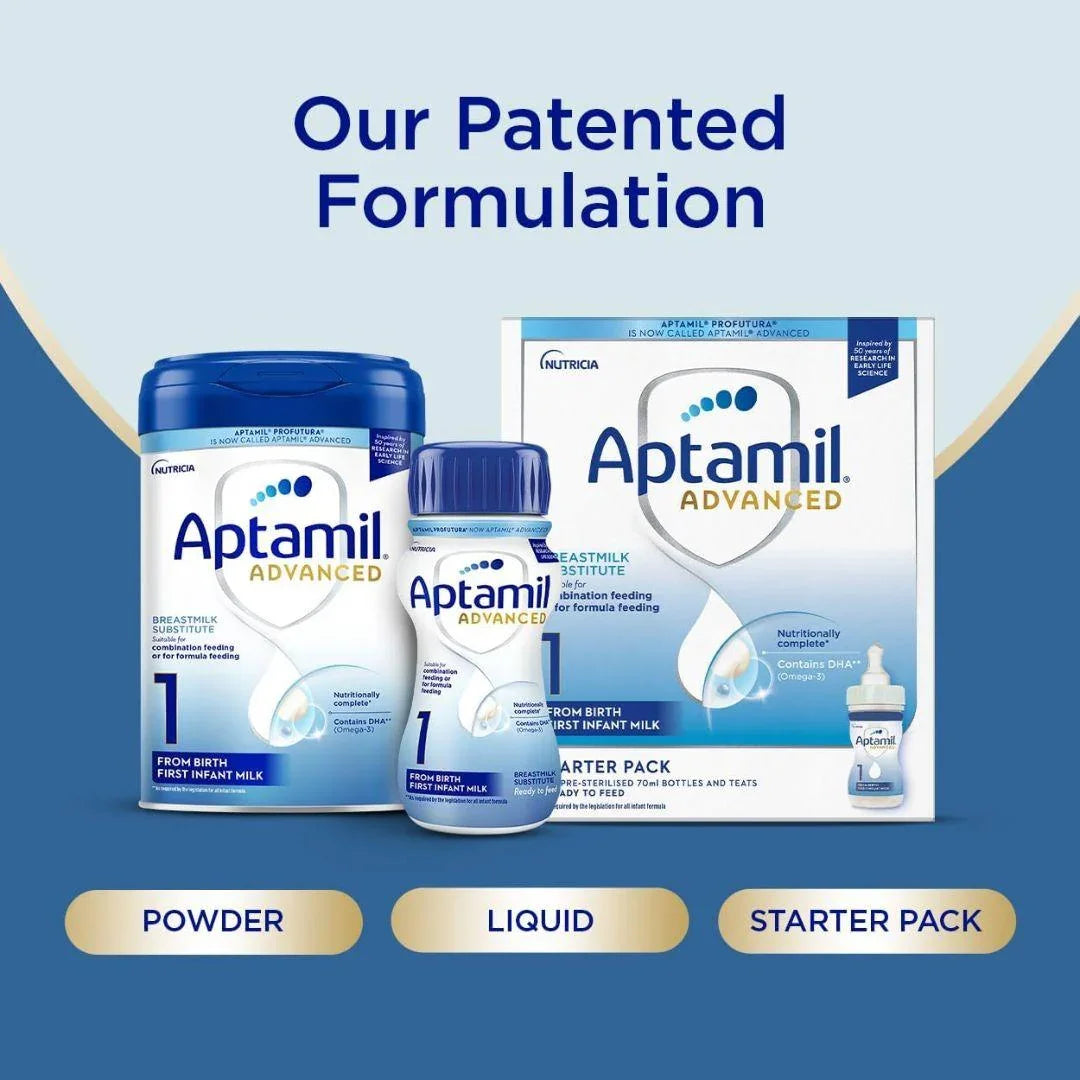 Aptamil Advanced 1 First Baby Milk Formula Liquid Starter Pack from Birth 6x70ml (420ml) - Shop London
