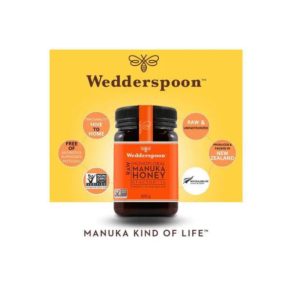 Wedderspoon RAW MONOFLORAL MANUKA HONEY KFACTOR-16 500G - Shop London