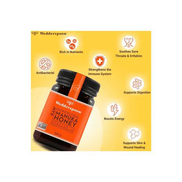 Wedderspoon RAW MONOFLORAL MANUKA HONEY KFACTOR-16 500G - Shop London