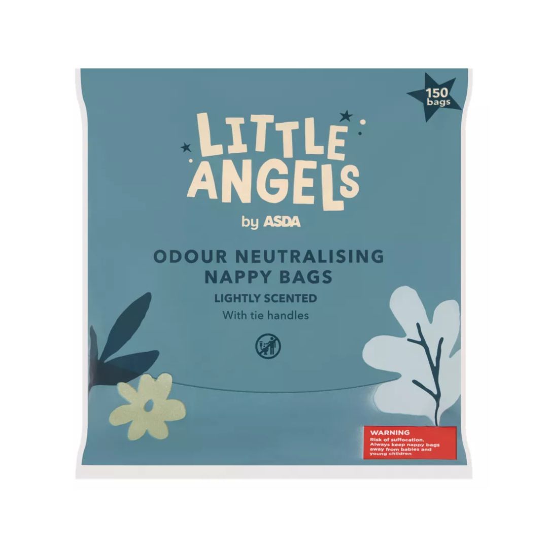 ASDA Little Angels Nappy Disposal Bags – 150 Lightly Scented Bags with Tie Handles