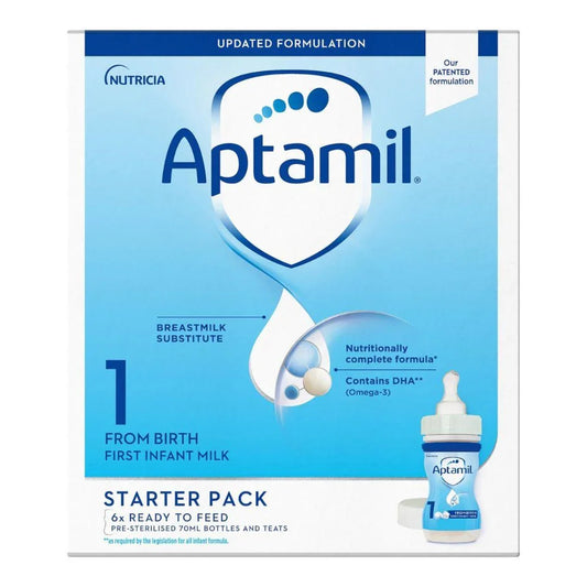 Aptamil 1 First Baby Milk Formula Liquid Starter Pack from Birth 6x70ml (420ml) - Shop London