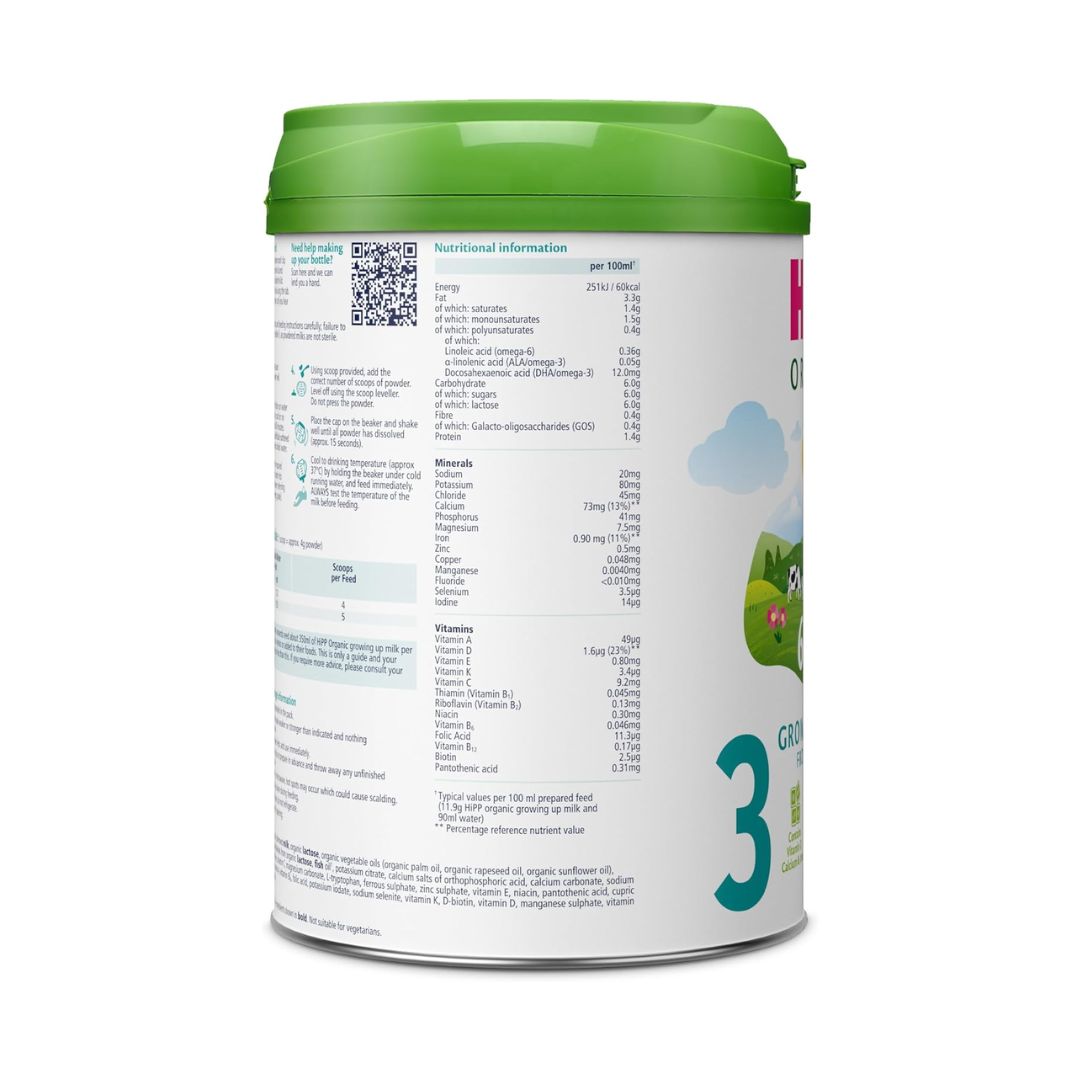 HiPP Organic 3 Growing up Baby Milk Powder Formula, From 12 Months, 800g