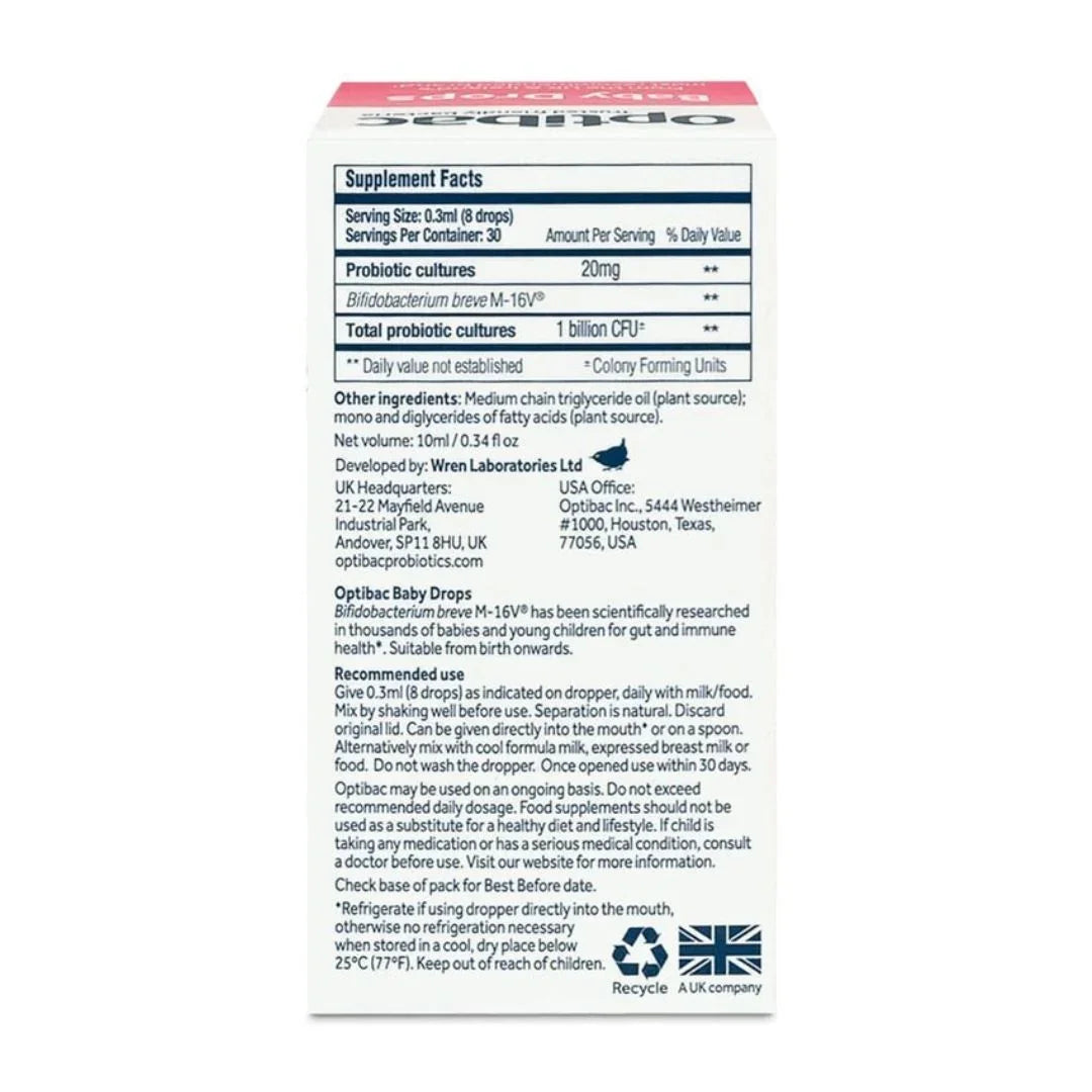 Optibac Probiotics Baby Drops (0–3 Years) – Daily Probiotic Support for Infants