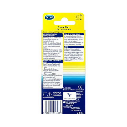Scholl 2‑in‑1 Fungal Nail Treatment & Prevention Kit, 3.8 ml – Disposable Files + Advanced Antifungal Liquid for Effective, Fast-Acting Care