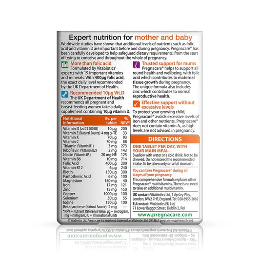 Vitabiotics Pregnacare – 19 Vitamins & Minerals – 30 Tablets