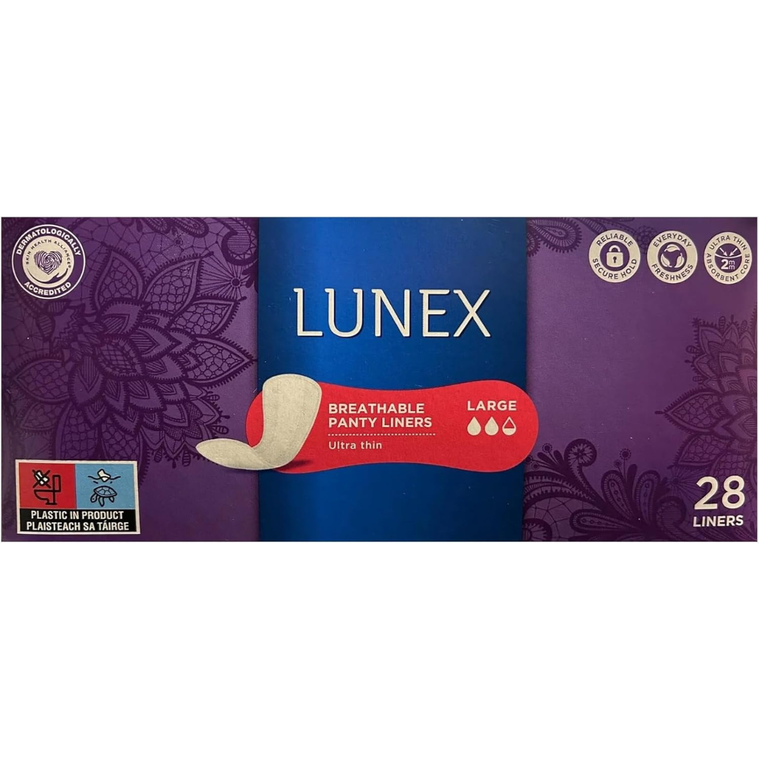 LUNEX Breathable Ultra Thin Large Panty Liners 28 Pack (2, Large)