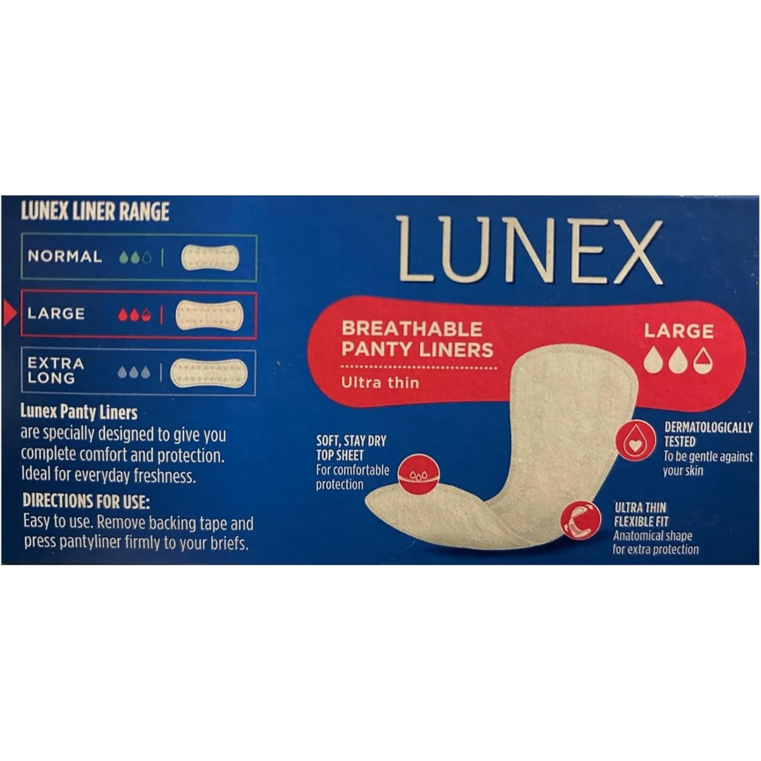 LUNEX Breathable Ultra Thin Large Panty Liners 28 Pack (2, Large)