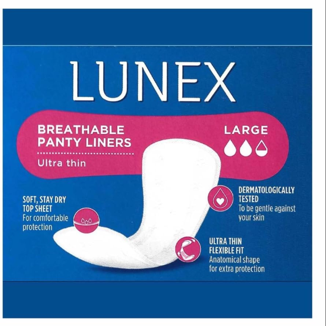LUNEX Breathable Ultra Thin Large Panty Liners 28 Pack (2, Large)
