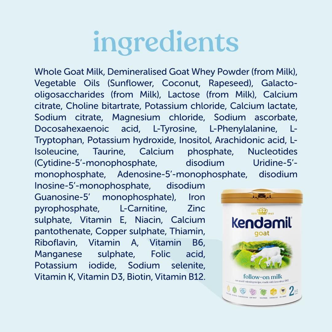Kendamil Goat Follow On Milk, Stage 2 – British Made, Goat Whole Milk Formula – with HMOs, with A2 Milk, No Palm Oil, No Fish Oil, No SOYA, No GMOs 800g - Shop London