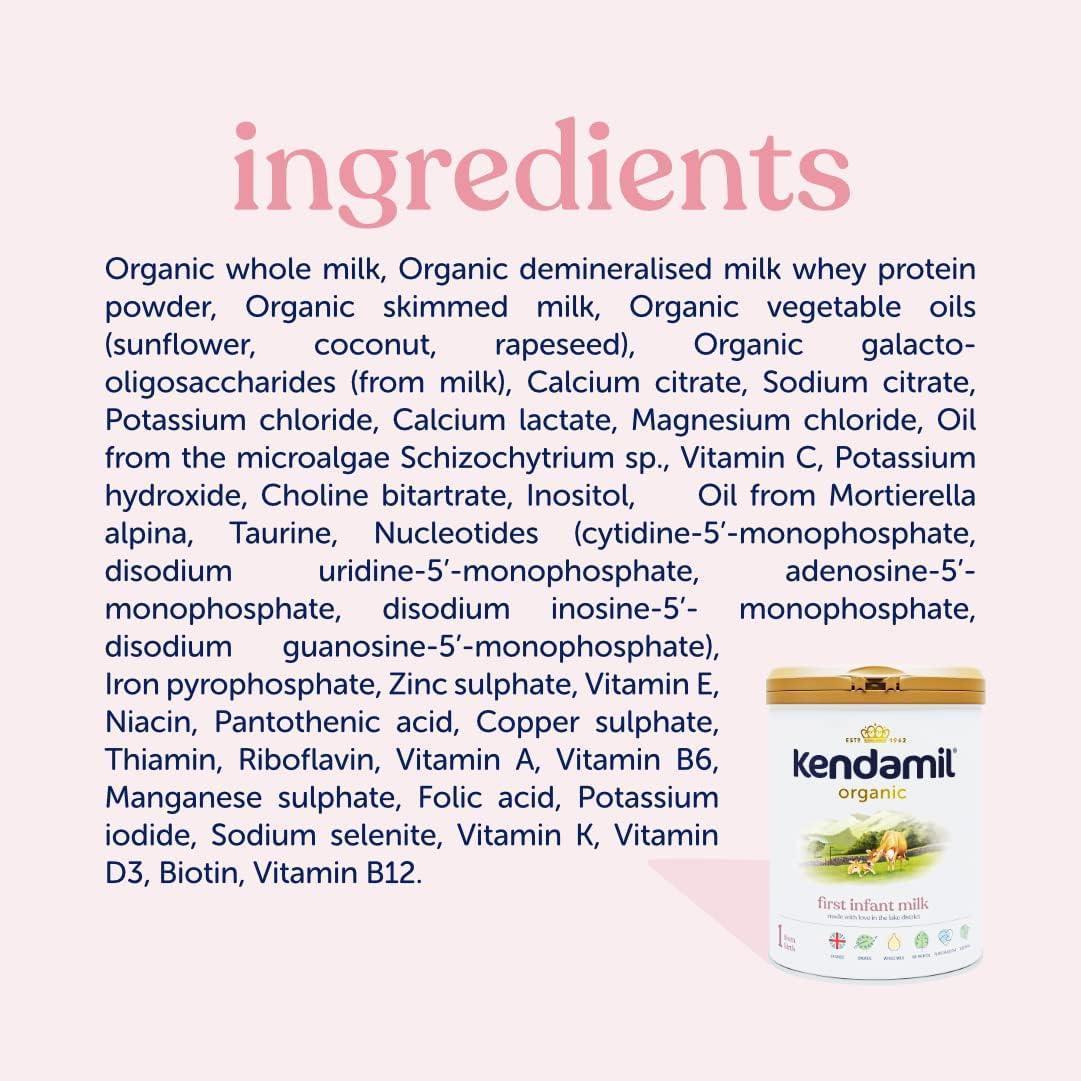 Kendamil Organic First Infant Milk powder suitable from birth 800g | 0-6 months , no palm oil, no fish oil or no additives - Shop London