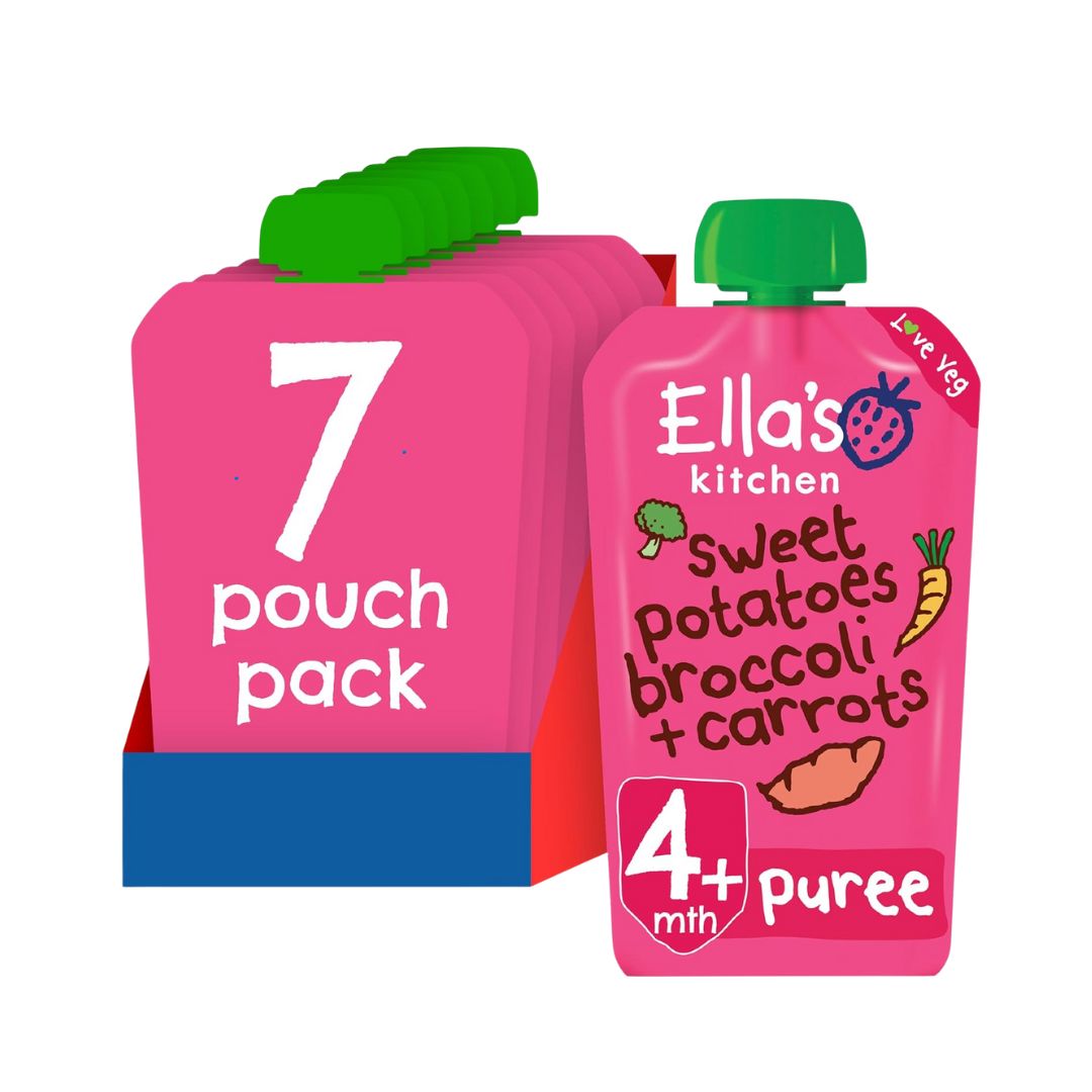 Ella's Kitchen Sweet Potatoes Broccoli+Carrots Puree 4+Month 7 X 120g