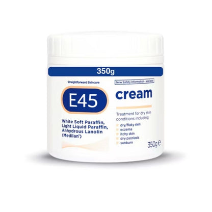 E45 Cream for Dry & Sensitive Skin - Clinically Proven Moisturiser for Eczema, Dermatitis & Irritation - Dermatologically Tested Non-Greasy Body, Face & Hand Care, 350g