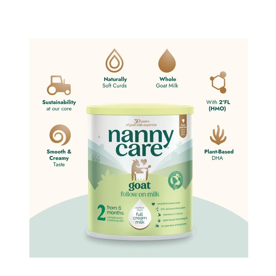 Nannycare Goat Based Follow On Milk – Stage 2 (6–12 Months) | Baby Powder Made from Whole Goats Milk | Nutritionally Complete Formula for Combination or Bottle Feeding - 800g