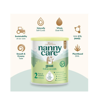 Nannycare Goat Based Follow On Milk – Stage 2 (6–12 Months) | Baby Powder Made from Whole Goats Milk | Nutritionally Complete Formula for Combination or Bottle Feeding - 800g