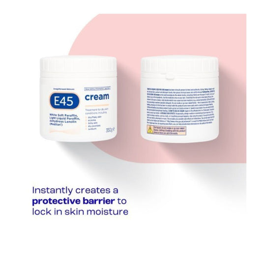 E45 Cream for Dry & Sensitive Skin - Clinically Proven Moisturiser for Eczema, Dermatitis & Irritation - Dermatologically Tested Non-Greasy Body, Face & Hand Care, 350g