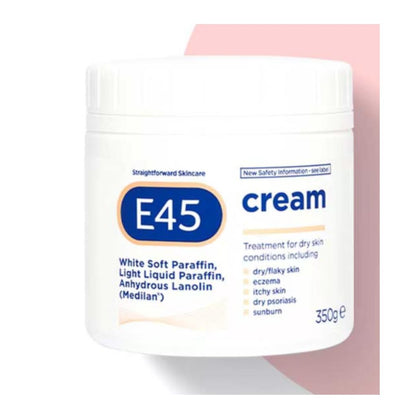 E45 Cream for Dry & Sensitive Skin - Clinically Proven Moisturiser for Eczema, Dermatitis & Irritation - Dermatologically Tested Non-Greasy Body, Face & Hand Care, 350g