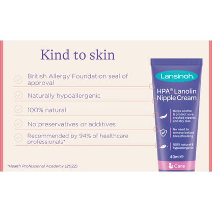 Lansinoh HPA Lanolin Nipple Cream 40ml – Natural Relief for Breastfeeding Mothers