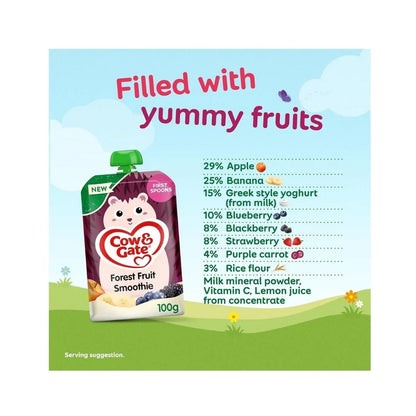 Cow & Gate Cow And Gate Forest Fruit Smoothie baby pouch 100g (Pack Of 6) Puree