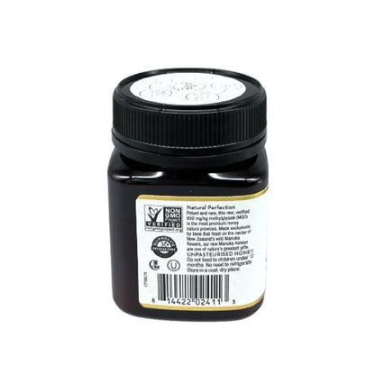 Wedderspoon Raw Manuka Honey 850 MGO - Pure, Unpasteurised, Non-GMO, BPA-Free Packaging, Kfactor Rated, Third-Party Lab Tested, Traceable to the Hive (250g)