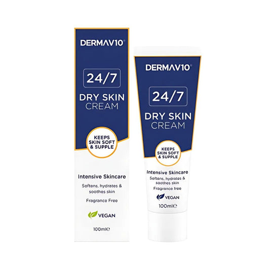 Derma V10 24/7 Dry Skin Cream – Fragrance Free & Paraben Free – Made in the UK