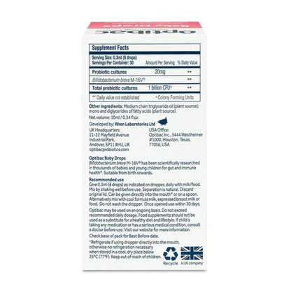 Optibac Probiotics Baby Drops (0–3 Years) – Daily Probiotic Support for Infants