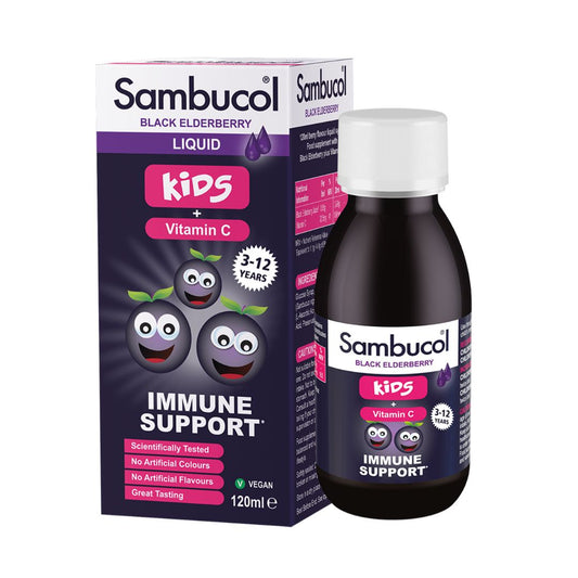 Sambucol Black Elderberry Liquid for Kids + Vitamin C Immune Support – 120ml
